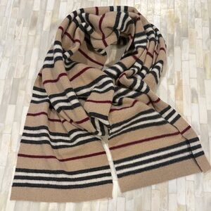 Burberry Beige and Black Striped Unisex Scarf